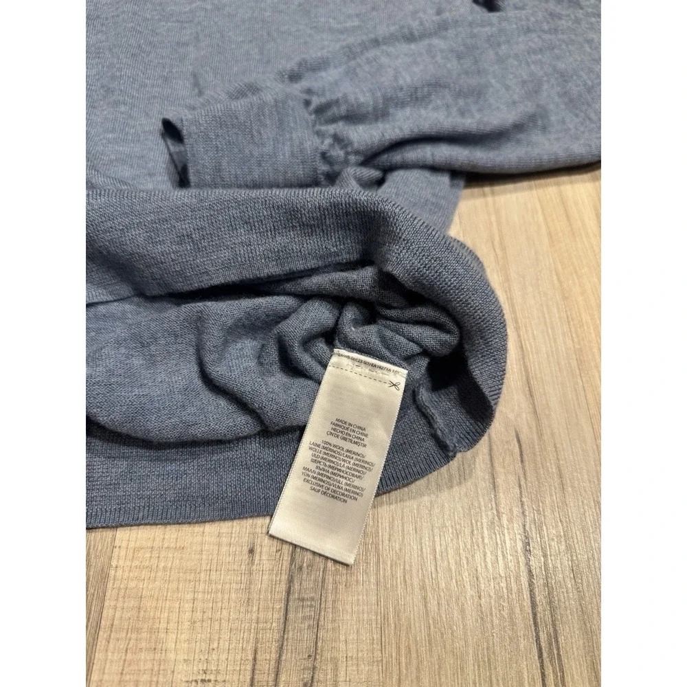 Polo Ralph Lauren Men's L Gray 100% Merino Wool V-Neck Pullover Logo Sweater